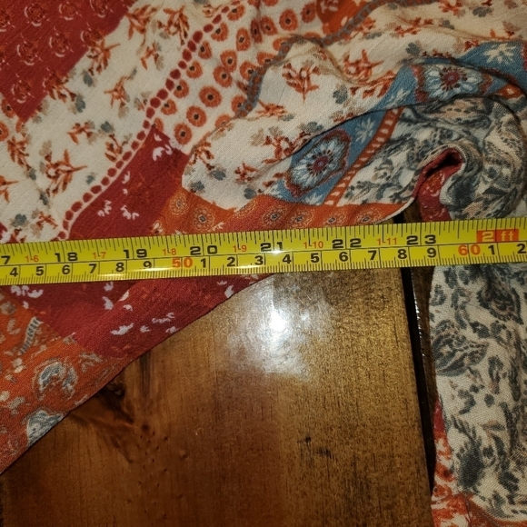 143 Story Patchwork Peasant Top, Elastic Waist, Long Sleeve, S - Picture 8 of 11